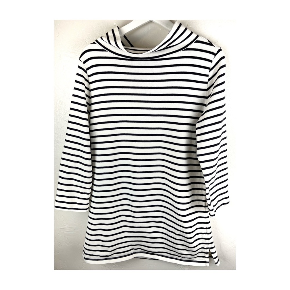 Land’s End striped 3/4 arm pullover with side slits 100% cotton